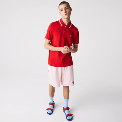 Lacoste Men's Classic Fit Striped Accents Cotton Piqué Polo - 3xl - 8 In Red