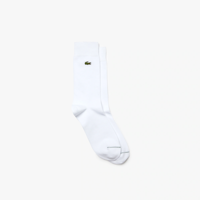 Lacoste Unisex Cotton Blend High-cut Socks - 3 - 5.5 In White