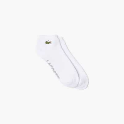 Lacoste Unisex Sport Branded Stretch Cotton Low-cut Socks - 3 - 5.5 In White