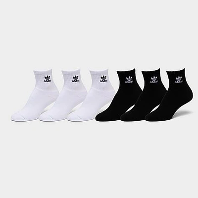 Adidas Originals Trefoil 6-pack Quarter Socks In Black And White In Black/white 
