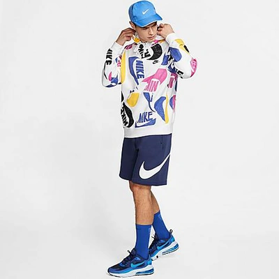 Nike Men's Sportswear Club Graphic Shorts In Midnight Navy/white/white