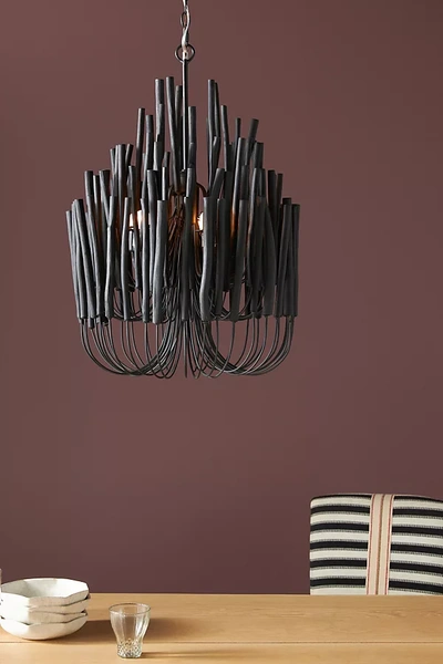Anthropologie Tiered Tapers Chandelier In Black