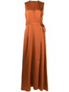 Voz Frontwards Wrap Dress In Orange