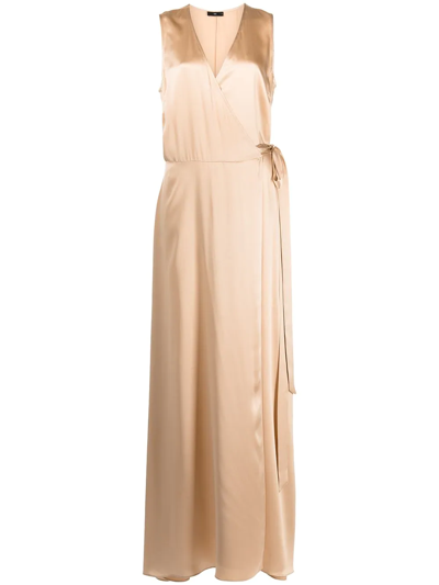 Voz Frontwards Wrap Dress In Gold