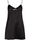Vetements Logo-print Spaghetti-strap Dress In Schwarz