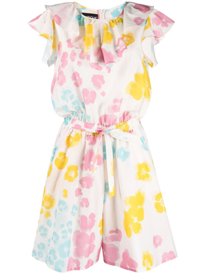 Boutique Moschino Floral-print Playsuit In Weiss