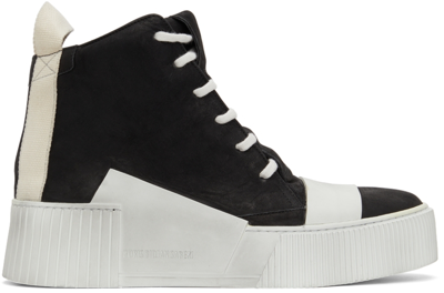 Boris Bidjan Saberi Black & Off-white Suede Bamba 1.1 High Top Sneakers In Black & Light Grey -