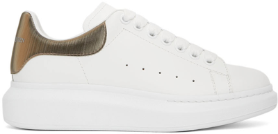 Alexander Mcqueen Gold Foil Embellished Chunky Leather Trainers In White