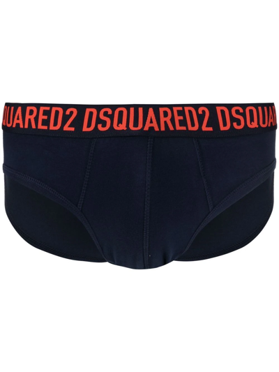 Dsquared2 Logo-waist Briefs In Blue