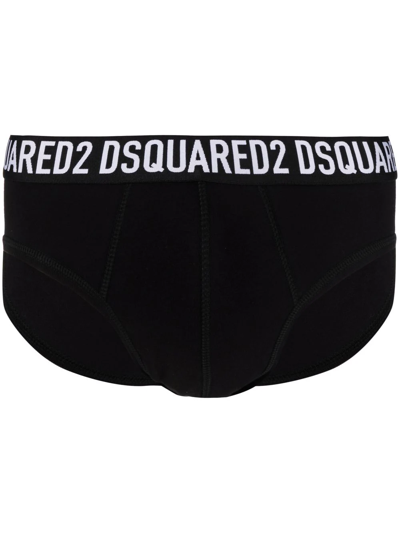 Dsquared2 Logo-waistband Briefs (pack Of 2) In Black