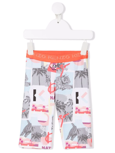 Kenzo Kids' Graphic-print Shorts In Coral Red