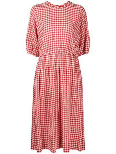 Ymc You Must Create Garden Dress In Ecru Red Gingham