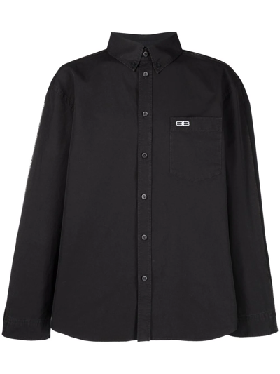 Balenciaga Patchwork-detail Polo Shirt In Black