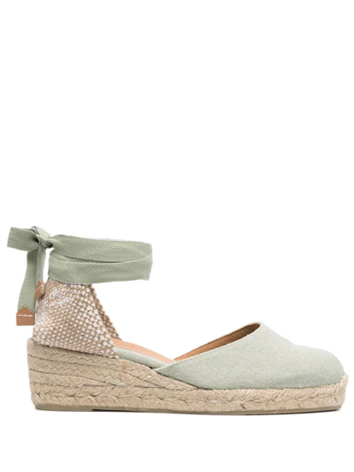 Castaã±er Carina Espadrille Wedge Sandals In Verde Agua