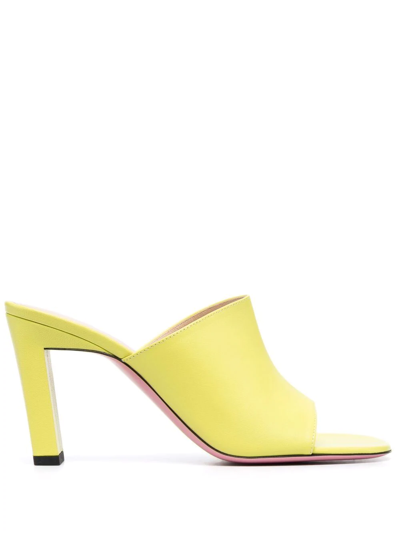 Wandler Classic Heeled Mules In Yellow