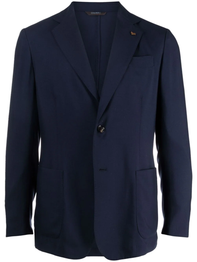 Colombo Single-breasted Cashmere Suit Jacket In Blue