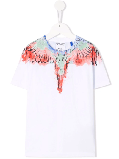 Marcelo Burlon County Of Milan Kids' Wings-print Short-sleeve T-shirt In White