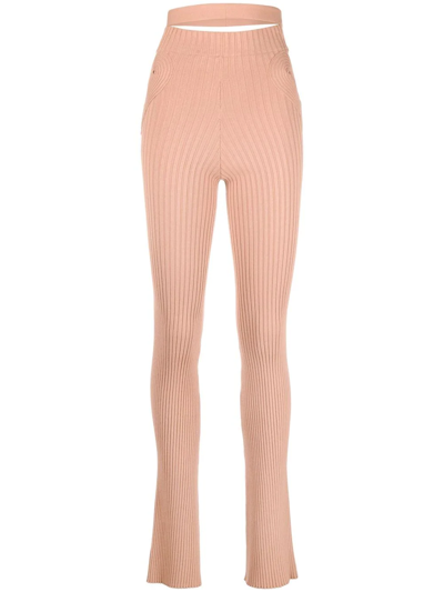 Andreädamo Cut-out Detail Knit Leggings In Nude