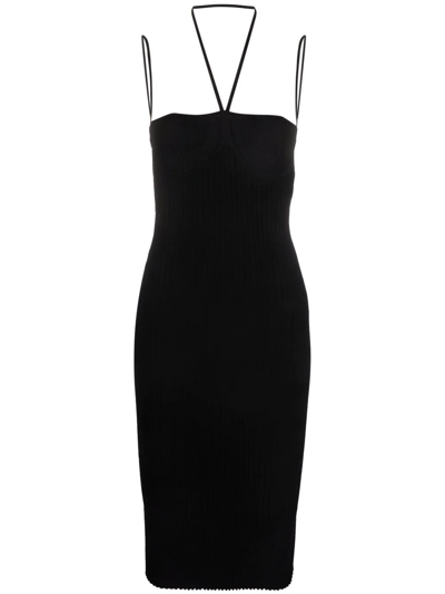 Andreädamo Cutout Open-knit And Ribbed-knit Dress In Black