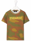 Dsquared2 Kids Camouflage-print Logo Cotton T-shirt In Green