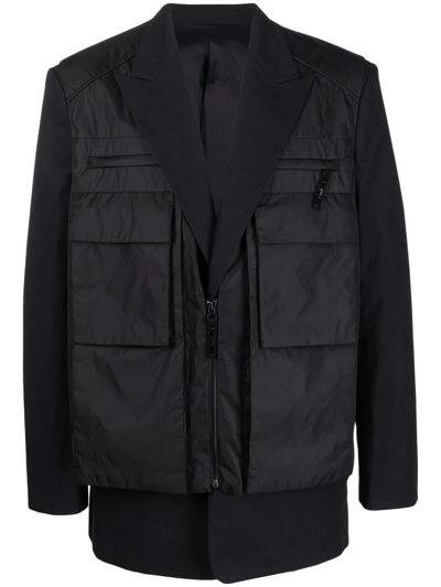 Juunj Two-layer Vest Blazer In Black