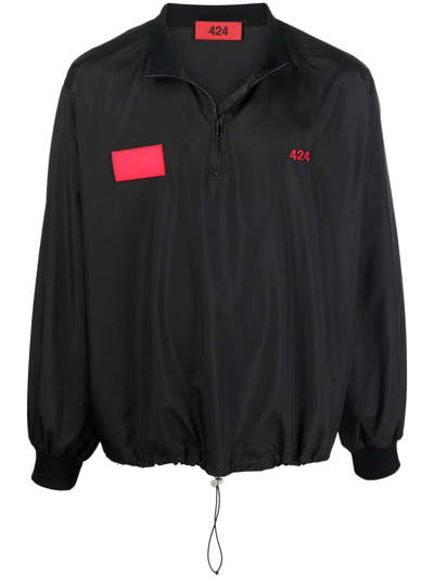 424 Logo Relaxed Shell Windbreaker Jacket In Black