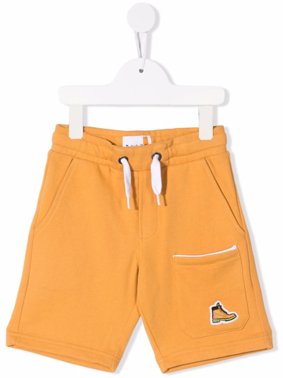 Timberland Kids' Boot-patch Drawstring Shorts In Yellow