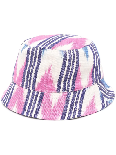 Isabel Marant Haley Stripe Printed Canvas Bucket Hat In Ecru
