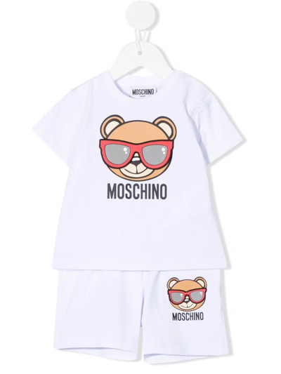 Moschino Babies' Teddy-print Shorts Set In White