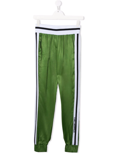 Karl Lagerfeld Teen Side-stripe Track Pants In Green