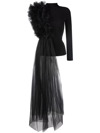 Alchemy X Lia Aram Ruched Tulle Jersey Bodysuit In Black
