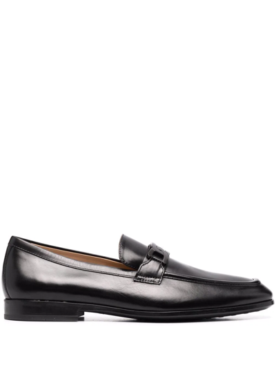 Tod's Logo-plaque Leather Loafers In Black