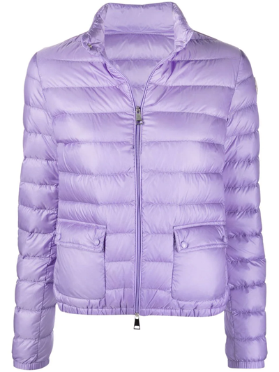 Moncler Logo-patch Padded Down Jacket In Purple