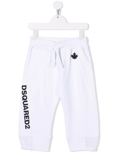 Dsquared2 Kids' Logo-print Cotton Track Trousers In White