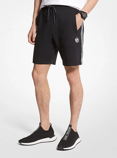 Michael Kors Logo Tape Cotton Blend Shorts In Black
