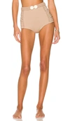 Johanna Ortiz Cape Of Good Reversible Bikini Bottoms In Camel & Ecru