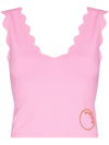 Shop Marysia Venus Scalloped Tank Top In Pink