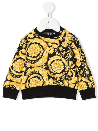 Versace Babies' Barocco-print Sweatshirt In Gold