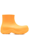Bottega Veneta Puddle Rubber Ankle Boots In 7593 Tangerine