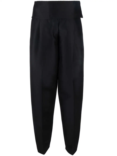 Jil Sander Cropped High-waisted Tuxedo Trousers In Blue