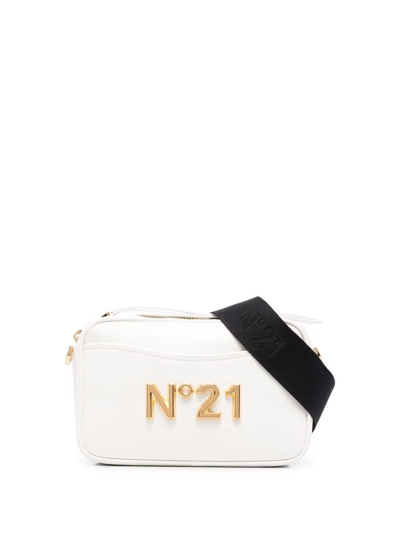 N°21 Leather Shoulder Bag With Applied Logo In White