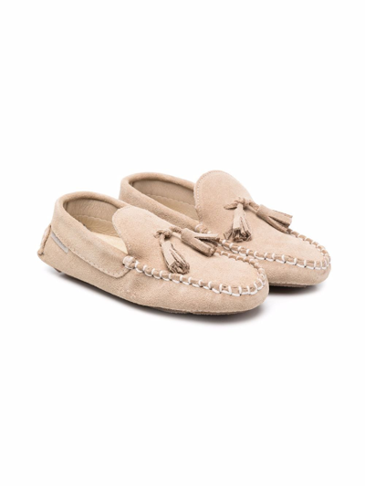 Babywalker Kids' Suede Tassel-detail Loafers In Neutrals