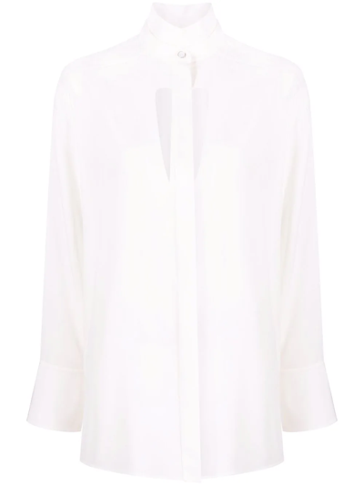 Givenchy Cut-out Detail Silk Shirt In White