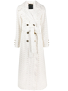 Philipp Plein Long Sangallo Leather Trench Coat In White