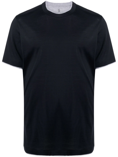 Brunello Cucinelli Layered-effect Crewneck T-shirt In Black