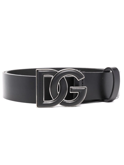 Dolce & Gabbana Dg Buckle Leather Belt In Nero