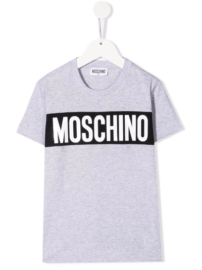 Moschino Kids' Logo-print T-shirt In Grey