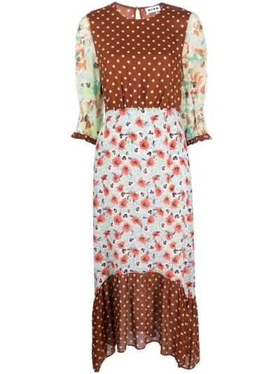 rixo brown polka dot dress Kaila Silk Leopard Midi Dress in Leopard Spot Brown