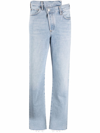Agolde Criss Cross High-rise Distressed Straight-leg Jeans In Blue