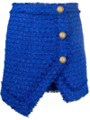 Balmain Blue Asymmetrical Cotton Twill Skirt